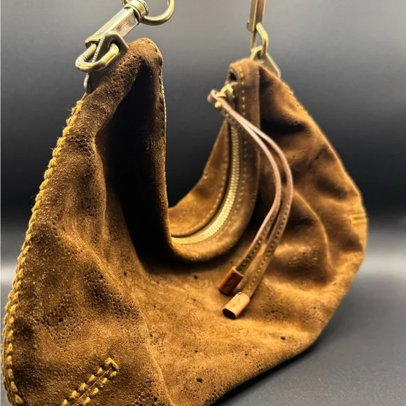 Rare Authentic Louis Vuitton Brown Suede Bag - Picture 6 of 14